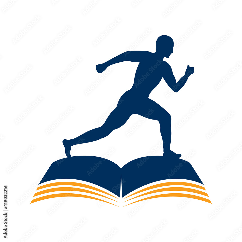 Physiotherapy treatment book concept vector design. Human running Physiotherapy clinic logo. Physiotherapy treatment book concept vector design. Human running Physiotherapy clinic logo.