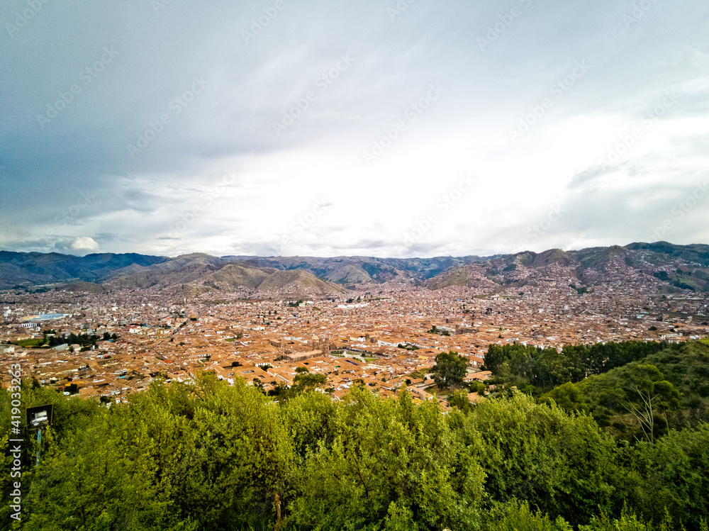 Cusco city from cristo blanco and Saqsaywaman