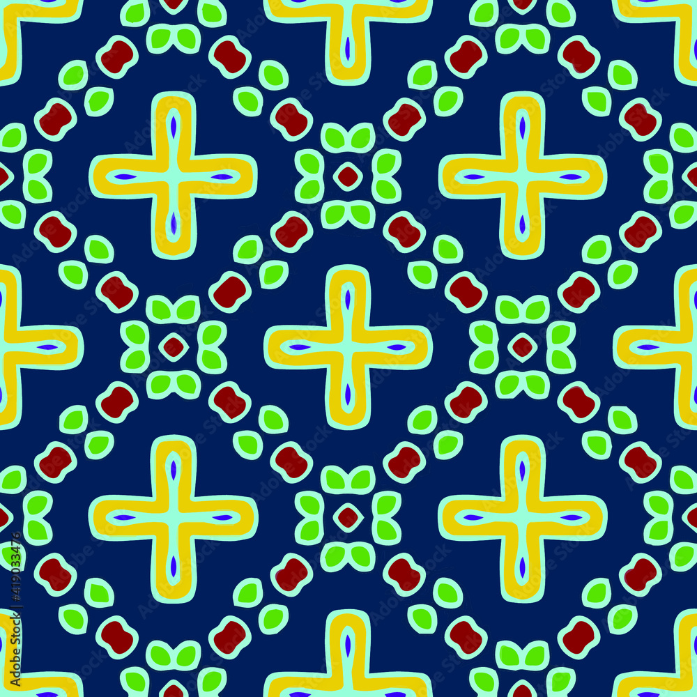 Obraz premium Seamless pattern with symmetric geometric ornament. 