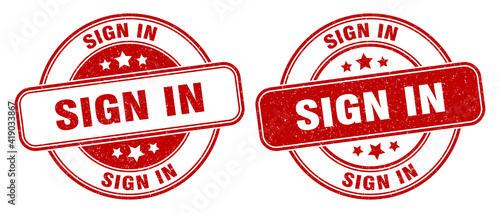 sign in stamp. sign in label. round grunge sign