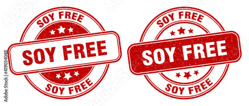 soy free stamp. soy free label. round grunge sign
