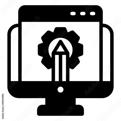 
Alphabets with arrow inside monitor denoting kerning in glyph icon 

