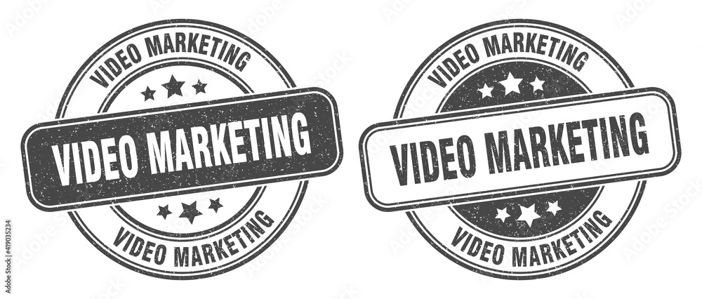 Fototapeta premium video marketing stamp. video marketing label. round grunge sign