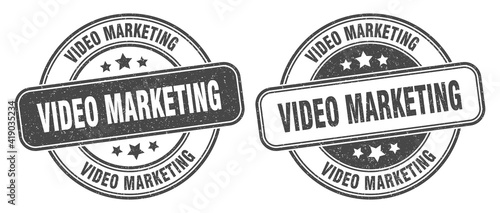 video marketing stamp. video marketing label. round grunge sign