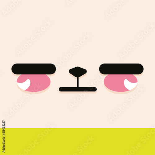 Expressionless facial expression cartoon kawaii - Vector illustration