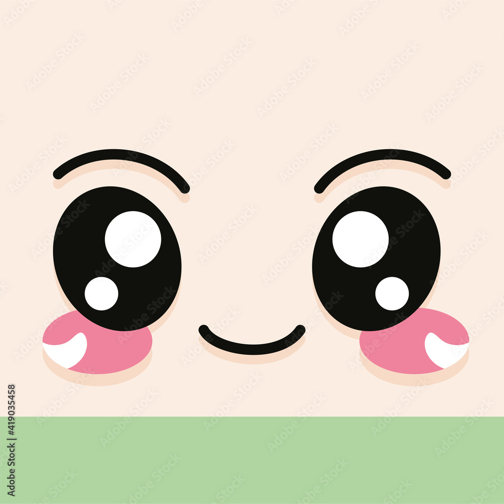 Fototapeta premium Happy facial expression cartoon kawaii - Vector illustration