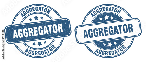 aggregator stamp. aggregator label. round grunge sign