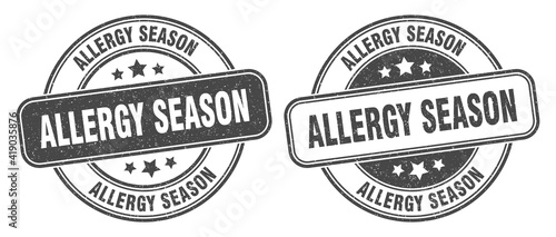 allergy season stamp. allergy season label. round grunge sign