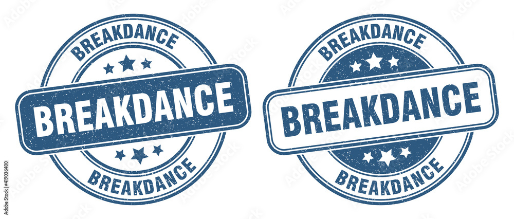 breakdance stamp. breakdance label. round grunge sign