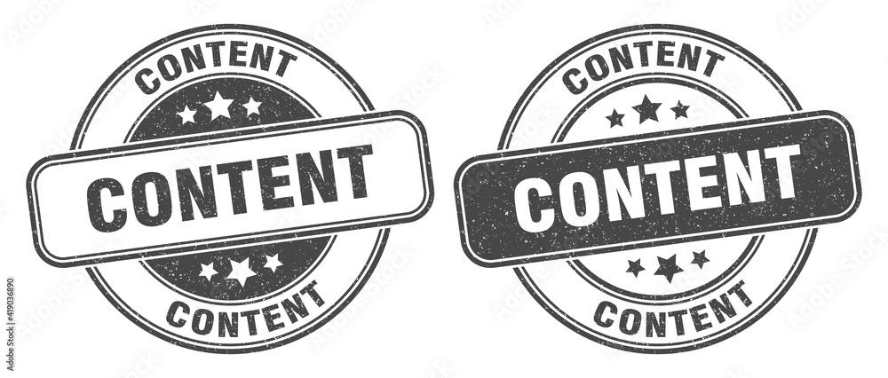 content stamp. content label. round grunge sign