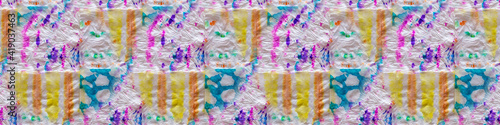 Seamless colorful banner with tie dye pattern on