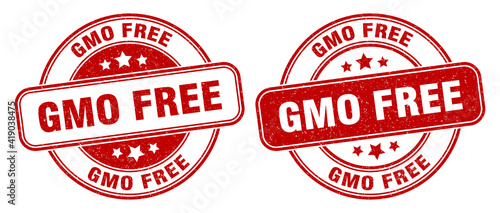 gmo free stamp. gmo free label. round grunge sign