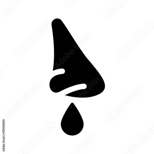 Runny nose covid-19 symptom, sick person snot due to cold, vector icon