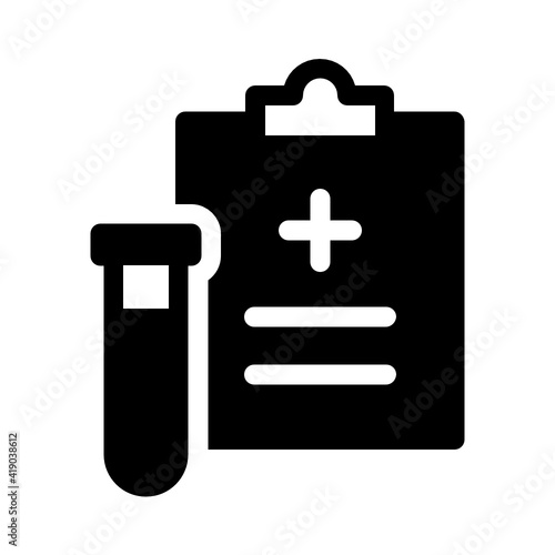 Medical report with blood sample test tube vector icon