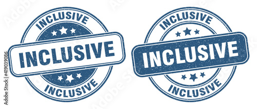 inclusive stamp. inclusive label. round grunge sign