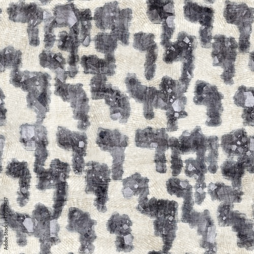 Seamless grungy tribal ethnic rug motif pattern. High quality illustration. Distressed old looking native style design in shades of gray and cream. Old artisan textile seamless pattern.
