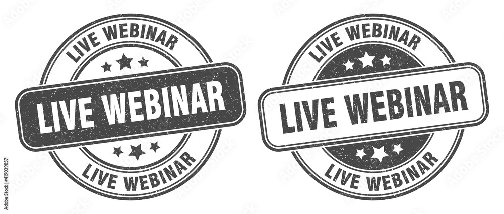 live webinar stamp. live webinar label. round grunge sign live webinar stamp. live webinar label. round grunge sign