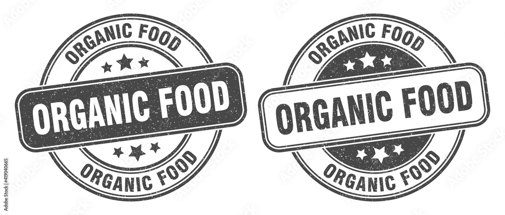 organic food stamp. organic food label. round grunge sign