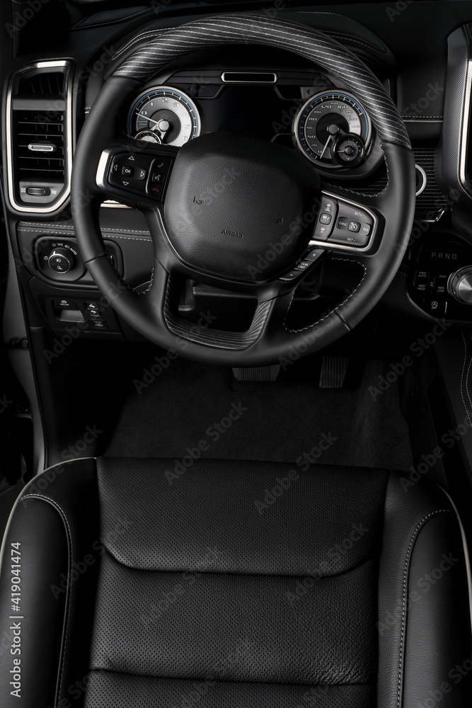 View inside modern interiors of a car