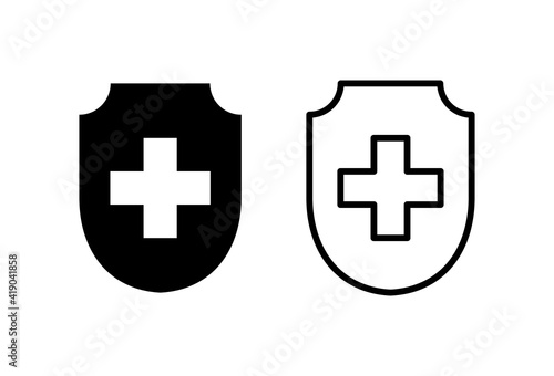 Health insurance icon set. Insurance health document icon