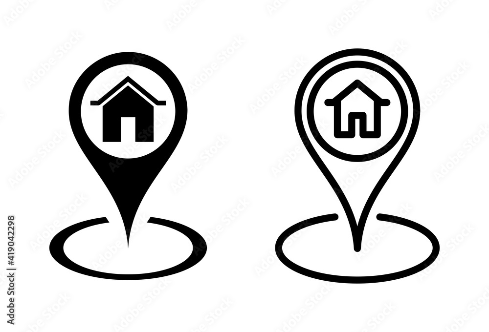 Address icon set. home location icon vector Address icon set. home location icon vector