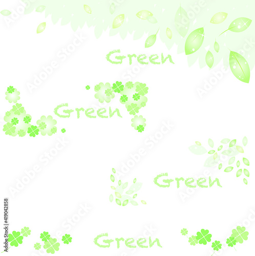 緑葉っぱ＆クローバーのフレームセット