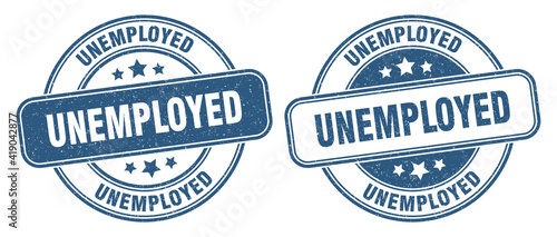 unemployed stamp. unemployed label. round grunge sign