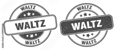 waltz stamp. waltz label. round grunge sign