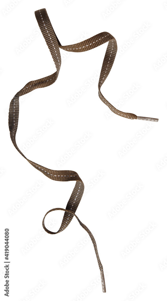 Brown ribbon curl isolated on white background. Brown ribbon bow and curl isolated on white background Brown ribbon curl isolated on white background. Brown ribbon bow and curl isolated on white background