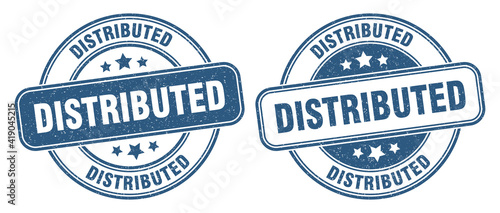 distributed stamp. distributed label. round grunge sign