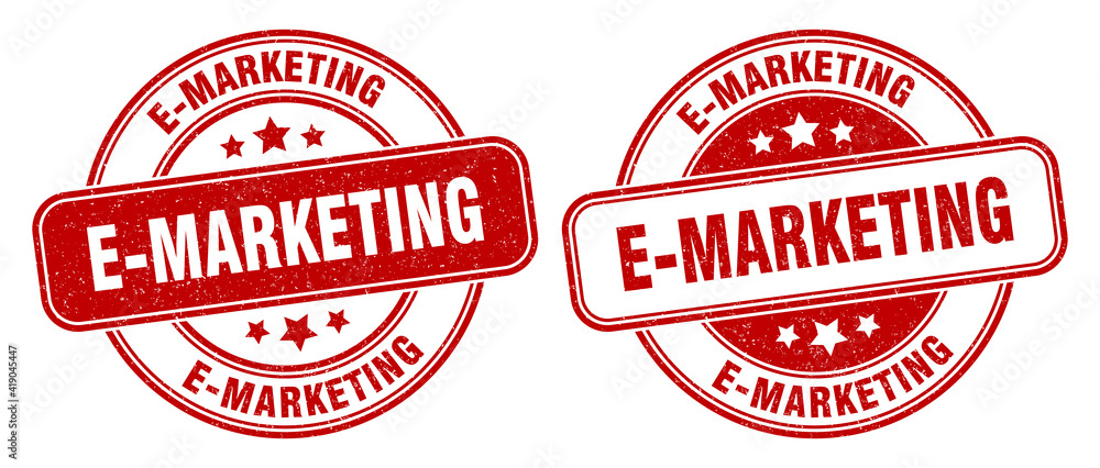e-marketing stamp. e-marketing label. round grunge sign e-marketing stamp. e-marketing label. round grunge sign