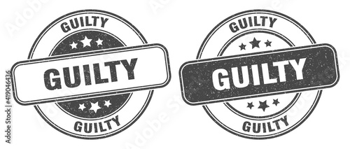 guilty stamp. guilty label. round grunge sign
