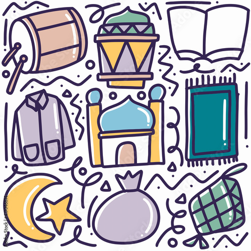 doodle set of ramadan day hand drawing