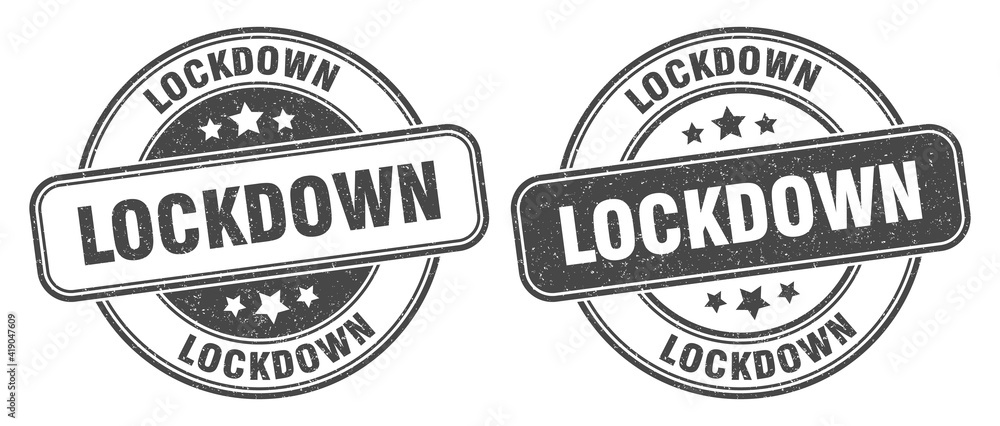 lockdown stamp. lockdown label. round grunge sign