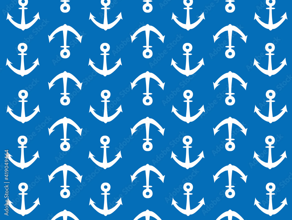 イカリ柄のパターンイラスト背景 青背景 Stock Vector Adobe Stock