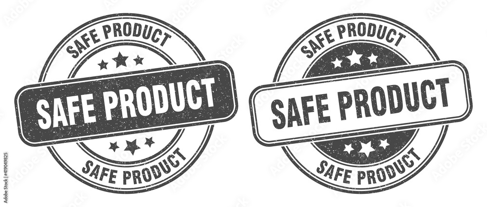 safe product stamp. safe product label. round grunge sign