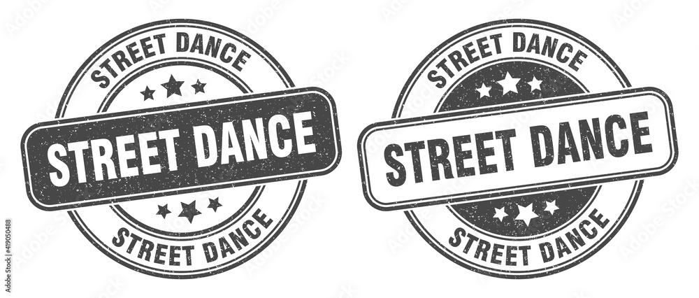 street dance stamp. street dance label. round grunge sign