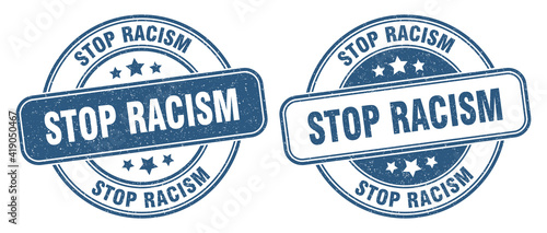 stop racism stamp. stop racism label. round grunge sign
