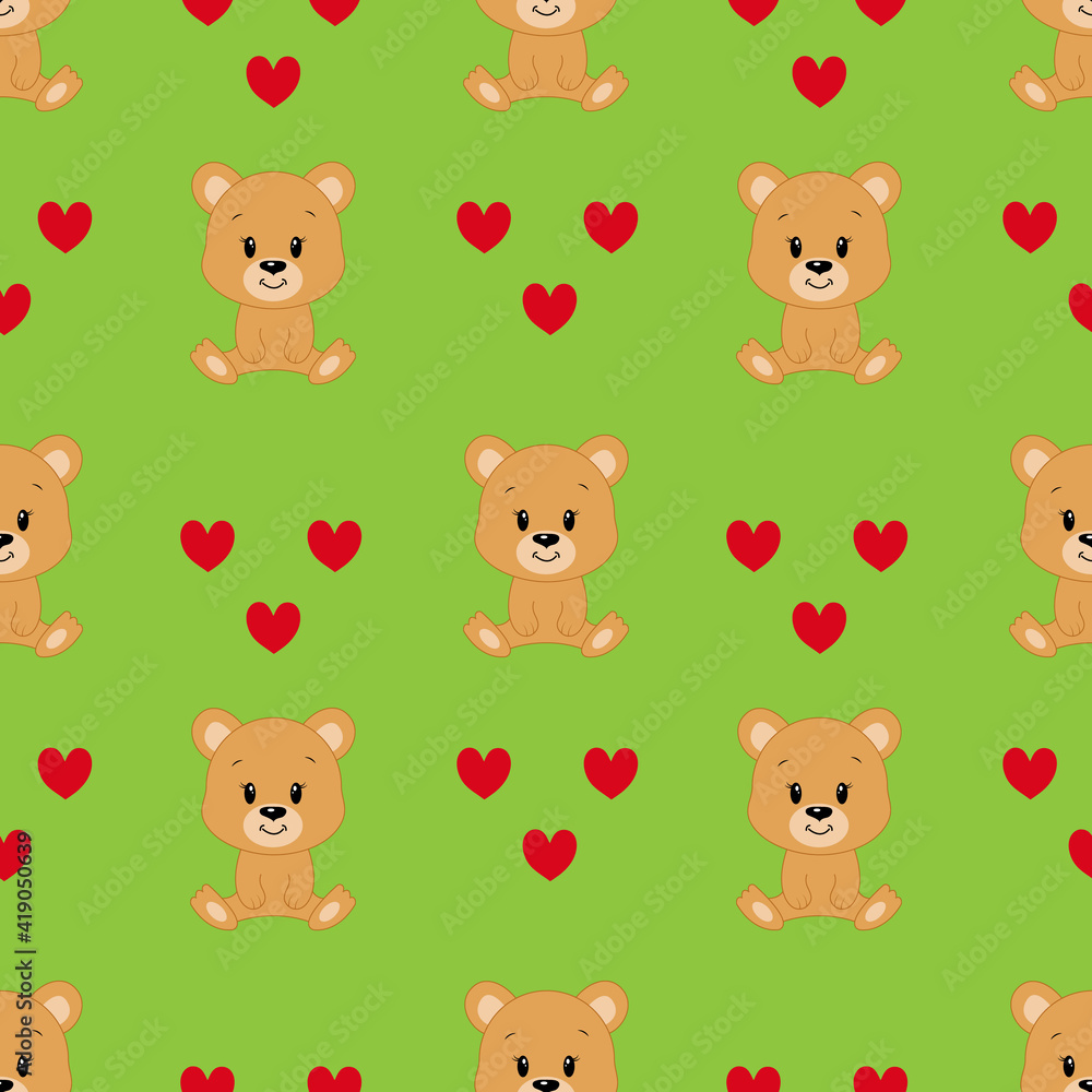 Cute cartoon bear. Vector illustration. Seamless pattern. Cute cartoon bear. Vector illustration. Seamless pattern.