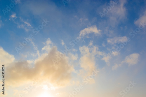 Fototapeta Naklejka Na Ścianę i Meble -  Beautiful sunset clouds against blue sky. Nature sky backgrounds.