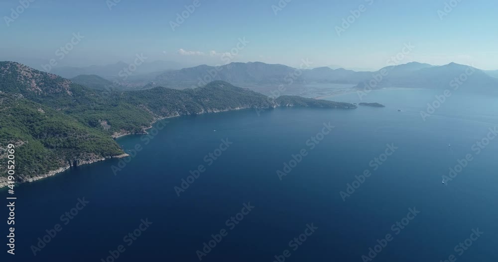Tropical beach aerial view, Top view of waves break on tropical sand mountain Tropical beach aerial view, Top view of waves break on tropical sand mountain