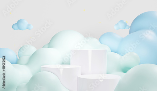 Fotografia, Obraz Abstract coloful pastel  background with cylinder podium, Geometry stand for kids or baby products