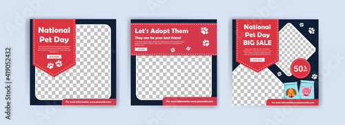 National pet day. Pet shop banner template. Promotional banner for social media post.