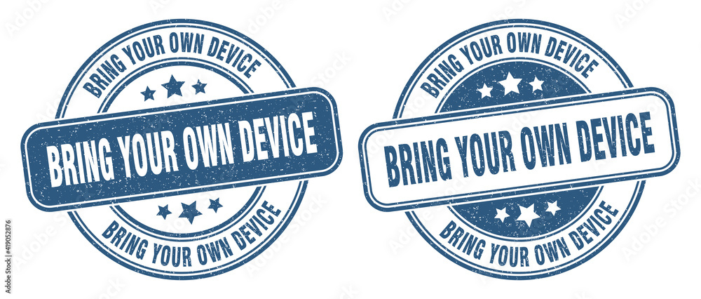 bring your own device stamp. bring your own device label. round grunge sign