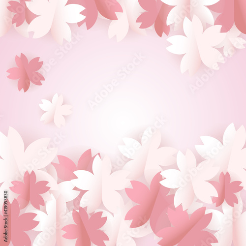 桜の背景素材 ペーパークラフト風