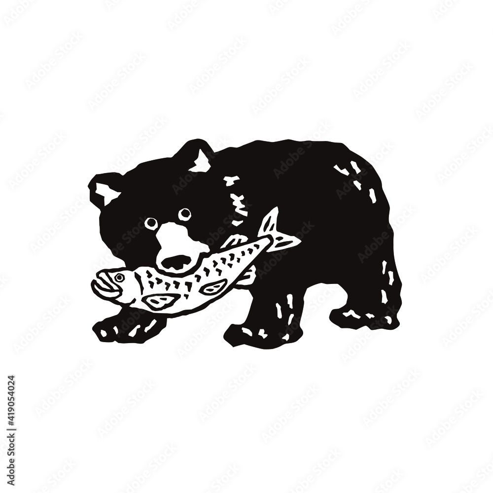 木彫りの熊のシルエットイラスト Vector De Stock Adobe Stock