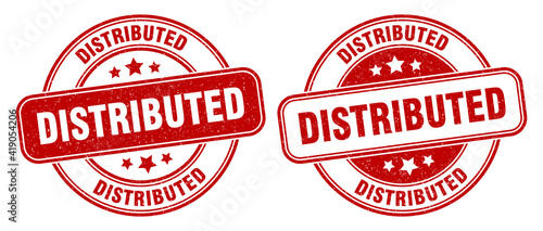 distributed stamp. distributed label. round grunge sign