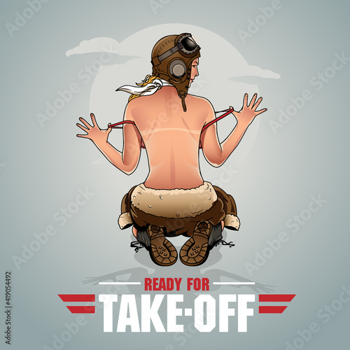 Ready for TakeOff WWII pin up pilot girl