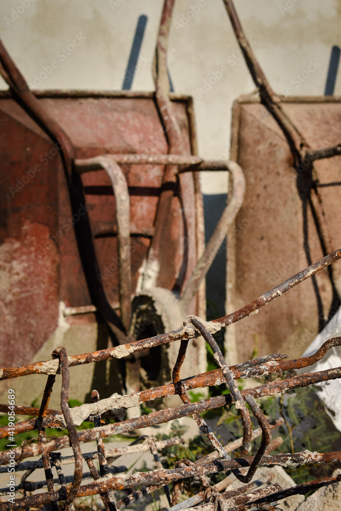 rusty on steel bar on construction site rusty on steel bar on construction site