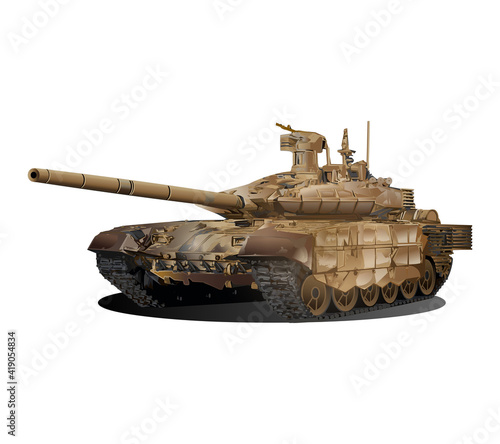T-90 russian medium tank colored vector illustration isolated